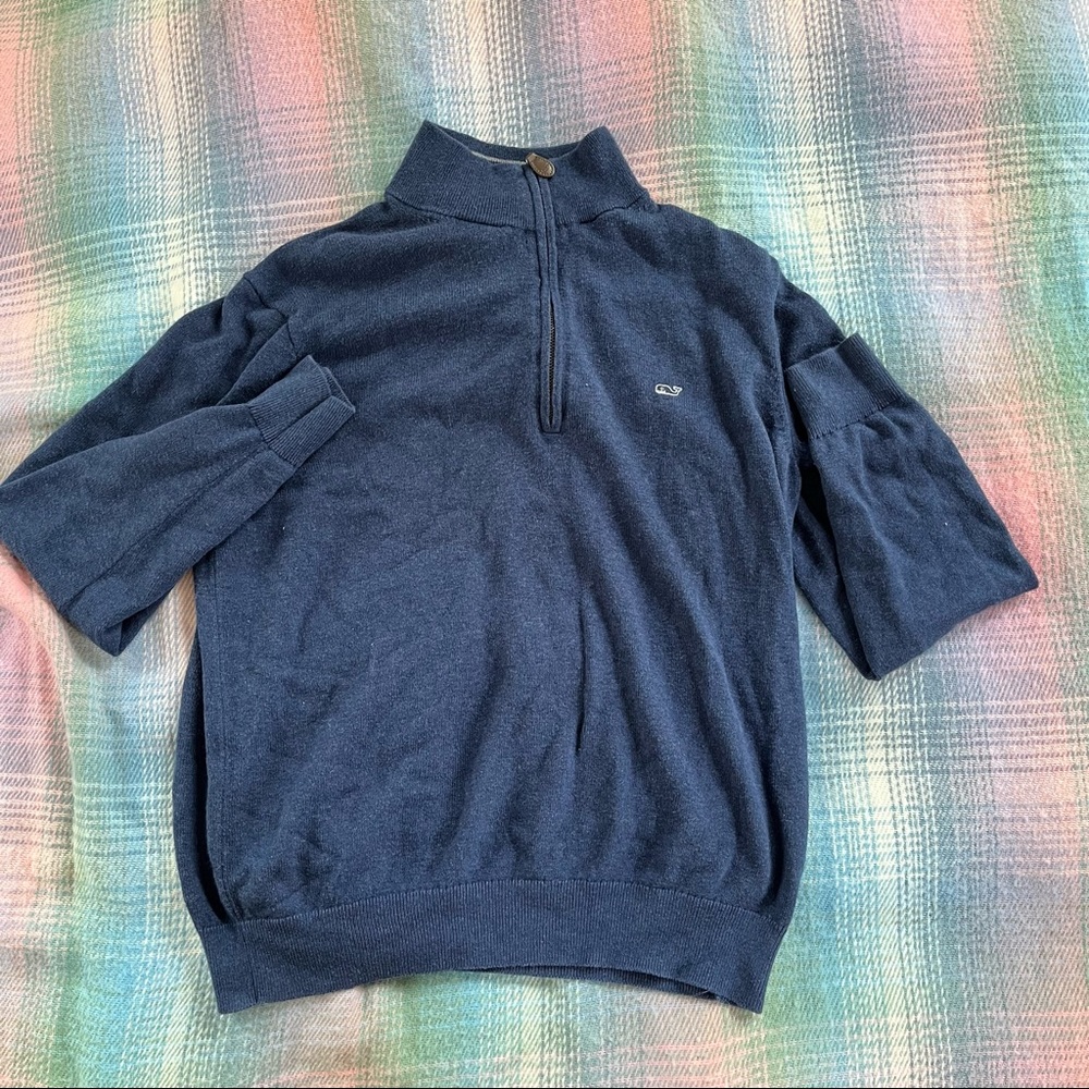 Blue Quarter Zip Vine Yard Vines Mens Medium Sweater
